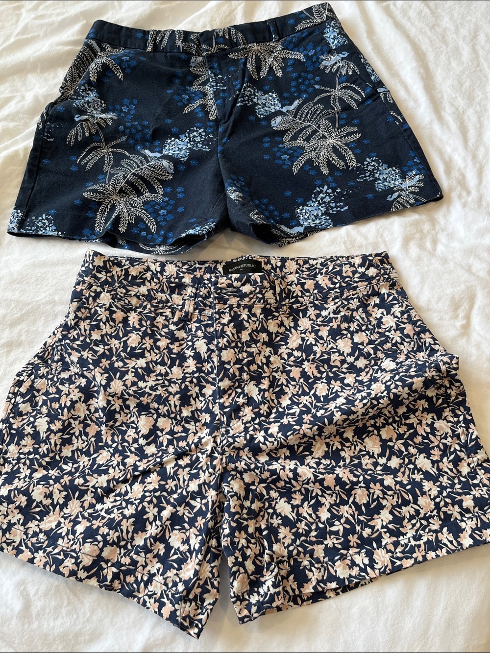 Banana Republic Navy Palm-Print and Floral Shorts Duo